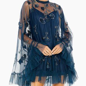 Mac Duggal Mac Embellished Mesh A-Line Minidress